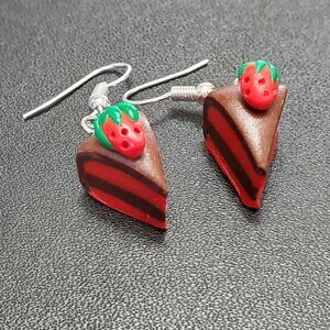 Red velvet cake dangling earrings